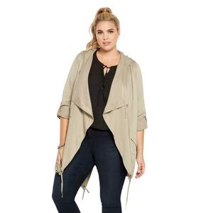 Torrid Drape Front Silver Sage Hooded Anorak Jacket Size 2 2x